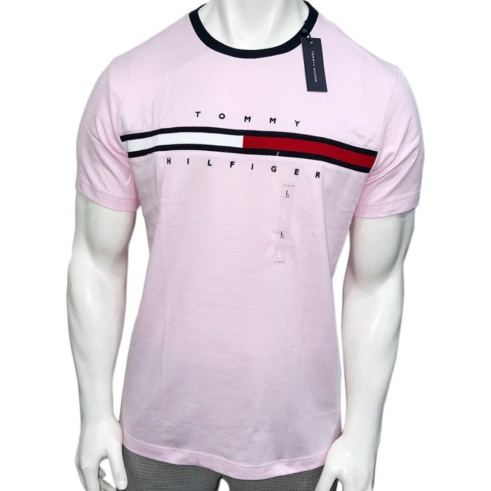 NWT TOMMY HILFIGER MEN'S PINK JERSEY CREW NECK SHORT SLEEVE T-SHIRT SIZE XL